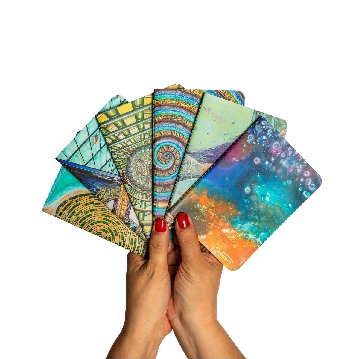 Venegas Libretas de Bolsillo Tipo Pasaporte 9 x 13 cm - 60 Páginas en Blanco - Diseño Artístico - Costura Duradera y Laminado Plástico - Cuaderno de Notas, Bocetos y Diario - Set Ideal para Regalo, Oficina y Escuela, Paquete de 6 - Venegas Arte