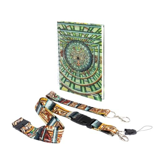 Venegas Paquete Mediano Libreta de Espiral y Lanyard - Cuaderno de Notas 100 Hojas, Diseño Artístico + Correa de Cuello y Muñeca, Ideal para Oficina, Escuela, Regalos, Diario y Llaves - Venegas Arte
